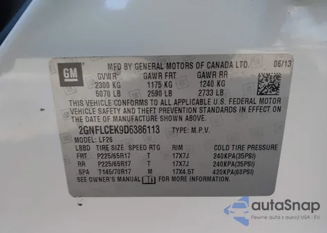 2013 Chevrolet Equinox Ls from USA, damaged, VIN 2GNFLCEK9D6386113